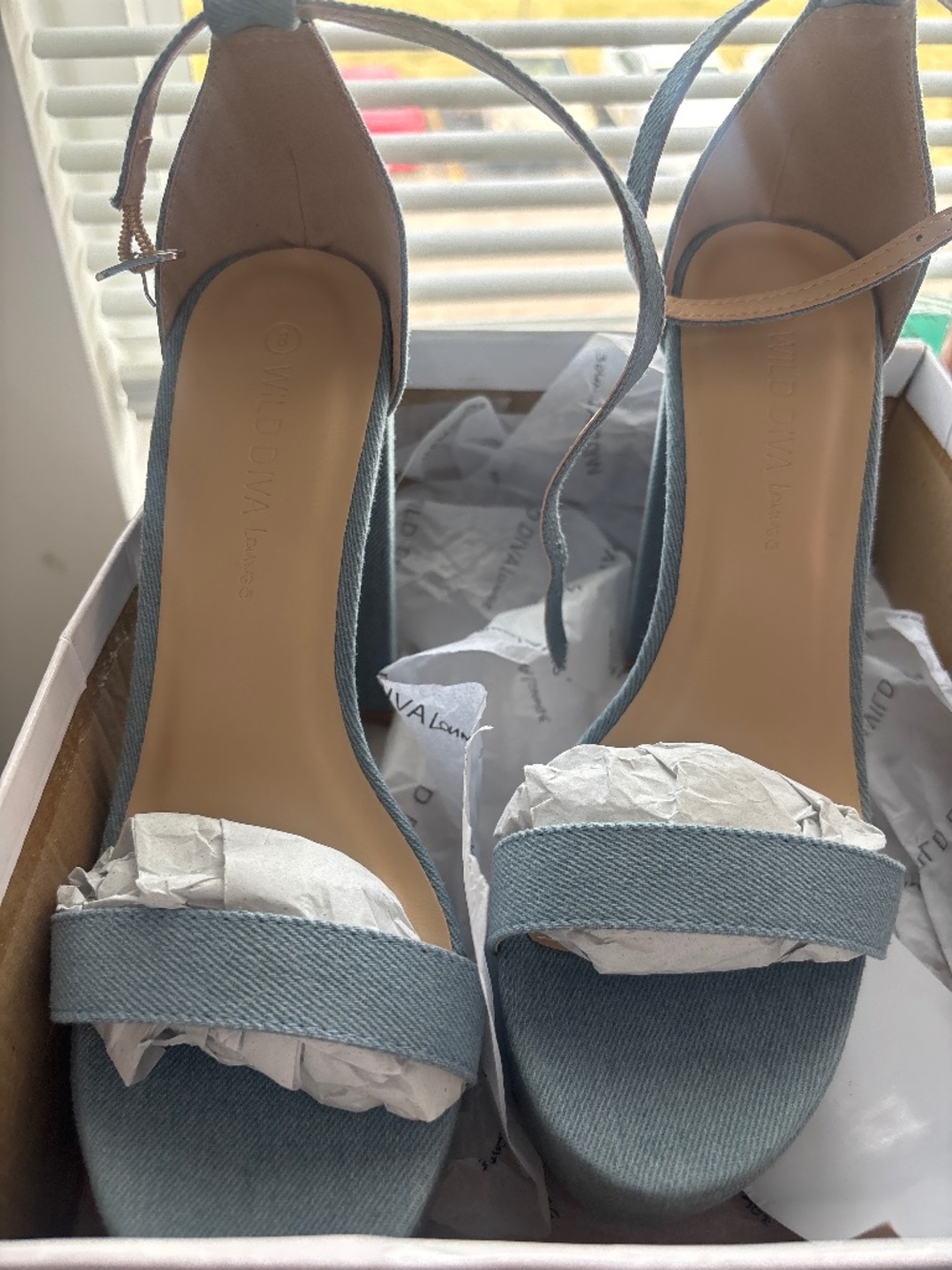 Light Blue Denim Platform Heel